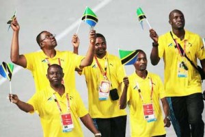  Tanzanian athletes at the Beijing opening ceremony